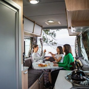 Mighty Deuce Plus Motorhome – 2+1 Berth AU Interior Dinette Table Seats Mighty Deuce Plus Motorhome – 2+1 Berth AU Interior Dinette Table Seats