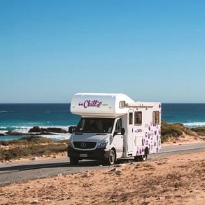 Jucy Chilld Big Kahuna 6 Berth NZ Beach Road Front View Jucy Chilld Big Kahuna 6 Berth NZ Beach Road Front View