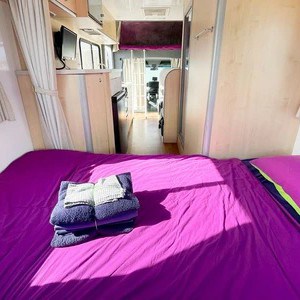 Jucy Chilld Big Kahuna 6 Berth NZ Rear Bed Purple Bedding Jucy Chilld Big Kahuna 6 Berth NZ Rear Bed Purple Bedding