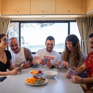 Jucy Chilld Big Kahuna 6 Berth NZ Interior Dinette Table Seats 2 Jucy Chilld Big Kahuna 6 Berth NZ Interior Dinette Table Seats 2