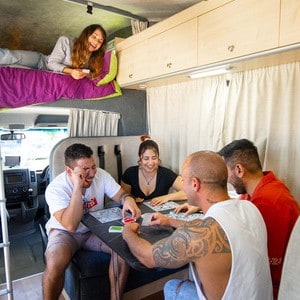 Jucy Chilld Big Kahuna 6 Berth NZ Interior Dinette Table Seats 3 Jucy Chilld Big Kahuna 6 Berth NZ Interior Dinette Table Seats 3