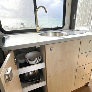 Jucy Chilld Big Kahuna 6 Berth NZ Interior Kitchen Sink Cabinets Jucy Chilld Big Kahuna 6 Berth NZ Interior Kitchen Sink Cabinets