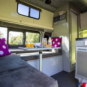 Jucy Chilld Sundaze 3 Berth NZ Interior Dinette Table Seats Jucy Chilld Sundaze 3 Berth NZ Interior Dinette Table Seats