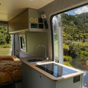 The Biggest One – 2 Berth NZ Interior Kitchen Stovetop Sink The Biggest One – 2 Berth NZ Interior Kitchen Stovetop Sink