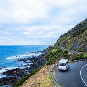 Apollo Euro Deluxe Motorhome – 6 Berth NZ Exterior Great Ocean Road Coastal Rear View