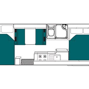 Maui Beach Motorhome – 4 Berth – night layout