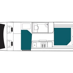 Maui Ultima Plus Motorhome – 3 Berth – night layout