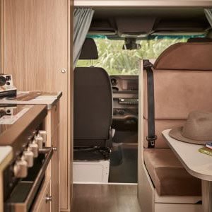 Mighty Big Six Motorhome 6 Berth NZ Kitchen To Cab View