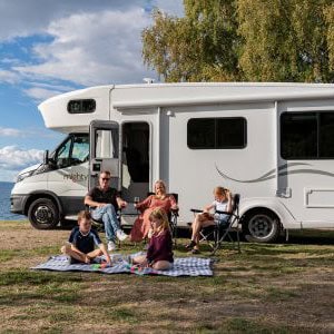 Mighty Big Six Motorhome 6 Berth NZ Lakeside Side View