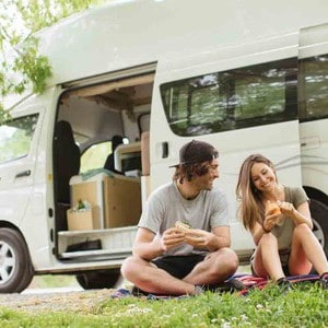 Mighty Double Down Campervan – 4 Berth NZ Exterior Side Door Open