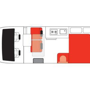 Mighty Double Down Campervan – 4 Berth NZ Review Floorplan Day View