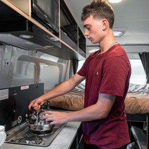 Mighty Highball Campervan – 2 Berth NZ Interior Kitchen Stovetop Sink 2