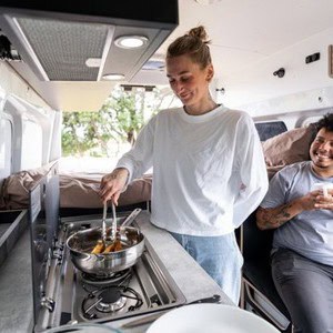 Mighty Highball Campervan – 2 Berth NZ Interior Kitchen Stovetop Sink 3
