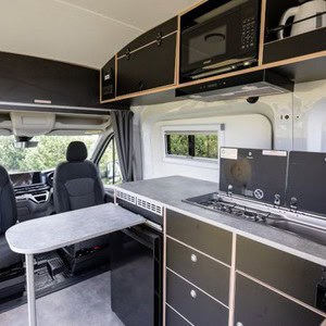 Mighty Highball Campervan – 2 Berth NZ Interior Kitchen Stovetop Sink