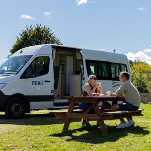 Maui Ultima Motorhome– 2 Berth NZ Exterior Campsite Entry Side View