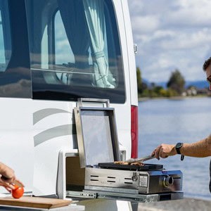 Maui Ultima Motorhome– 2 Berth NZ Exterior Lakeside Outdoor Cooker