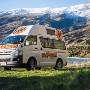TA HiTop Campervan – 3 Berth NZ Exterior Mountain Front Side View