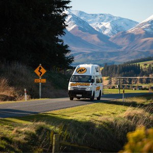 TA HiTop Campervan – 3 Berth NZ Exterior Mountain Road Rear View