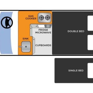 TA HiTop Campervan – 3 Berth NZ Floorplan Night