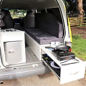 Mad Campers Self Contained Campervan – 2 Berth – kitchen