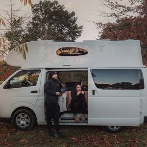 Lucky Rambler High Top Campervan 3 Berth – NZ Couple Side Door Open