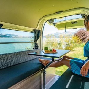 Road Runner Rentals HiWay Runner 2 Berth NZ Interior Rear Lounge Lakeside
