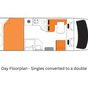 Britz Wanderer 4 Berth NZ Night Floorplan – Day converted to a double