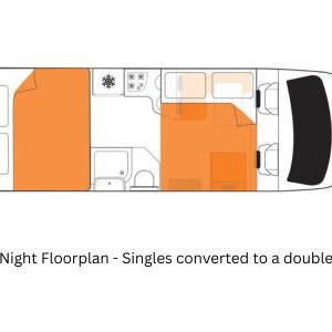 Britz Wanderer 4 Berth NZ Night Floorplan – Singles converted to a double