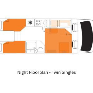 Britz Wanderer 4 Berth NZ Night Floorplan – Twin SIngles