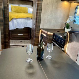 Britz Odyssey 4 Berth NZ Rear Island Bed Layout 05 Dining Area Rear