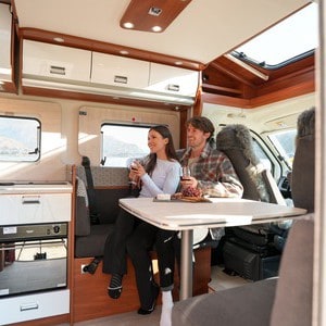 Britz Odyssey 4 Berth NZ Rear Island Bed Layout 07 Kitchen And Dining