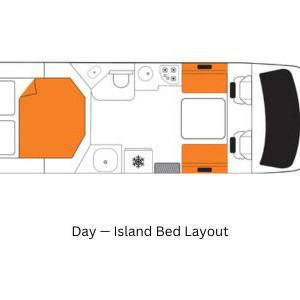Britz Odyssey 4 Berth NZ Rear Island Bed Layout 16 Floorplan Day