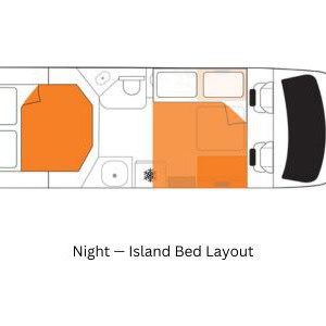 Britz Odyssey 4 Berth NZ Rear Island Bed Layout 17 Floorplan Night