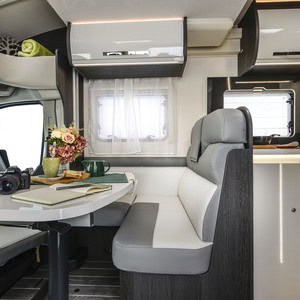 Britz Odyssey 4 Berth NZ Rear Transverse East West Bed Layout 06 Dining Area