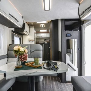 Britz Odyssey 4 Berth NZ Rear Transverse East West Bed Layout 07 Dining Area 2