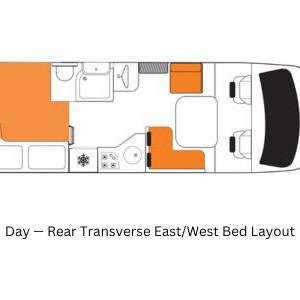 Britz Odyssey 4 Berth NZ Rear Transverse East West Bed Layout 12 Floorplan Day