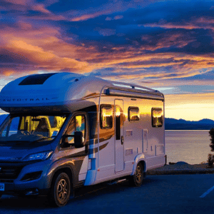 DNZ Deluxe Motorhome – 6 Berth – Exterior side night view 2