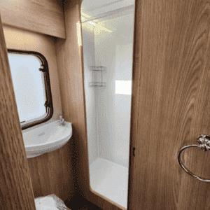 DNZ Deluxe Motorhome – 6 Berth – Interior shower and sink
