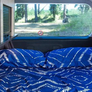 KO Sleepervan – 2 Berth NZ Interior Rear Bed Window View