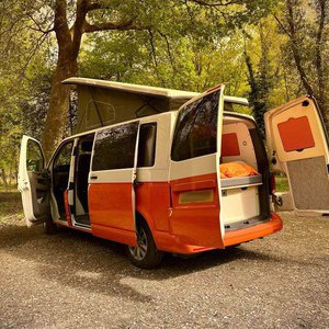 SP Cosmo VW 3 Berth NZ Exterior Forest All Doors And Pop Top Open